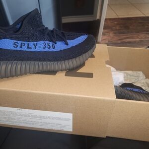 Yeezy Kids Black and Blue Sneakers